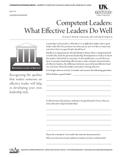 Competent Leaders: What Effective Leaders Do Well