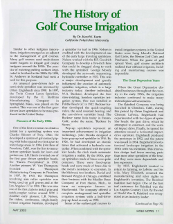 The Histoiy of Golf Course Irrigation