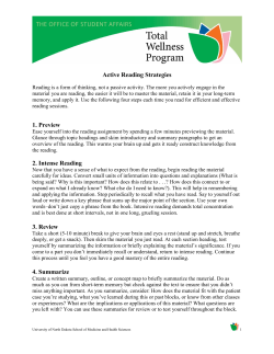 Active Reading Strategies 1. Preview 2. Intense Reading 3. Review