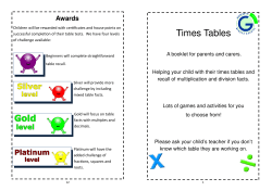 Times Tables Booklet