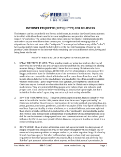 internet etiquette (netiquette) for believers