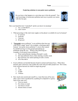 Exploring solutions to non-point source pollution Do you know what