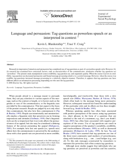 Language and persuasion: Tag questions as powerless speech or