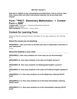 Elementary Mathematics Context Form