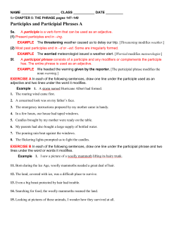 Participles and Participial Phrases A