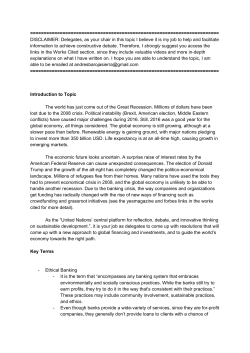 A new approach to global financing and investments