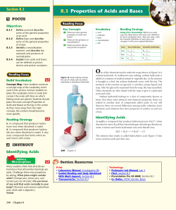 8.3 Properties of Acids and Bases