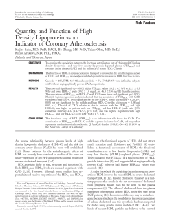 Quantity and function of high density lipoprotein as an