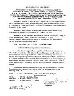 Due Diligence - City of Selma