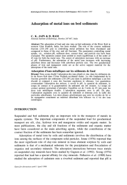 Adsorption of metal ions on bed sediments