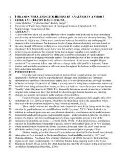FORAMINIFERA AND GEOCHEMISTRY ANALYSIS IN A SHORT 1