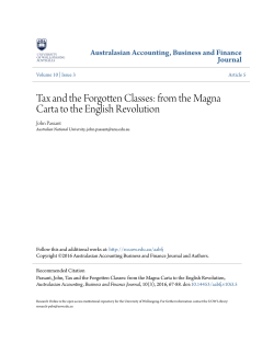 Tax and the Forgotten Classes: from the Magna Carta to the English