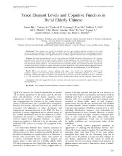 Trace Element Levels and Cognitive Function in Rural Elderly Chinese