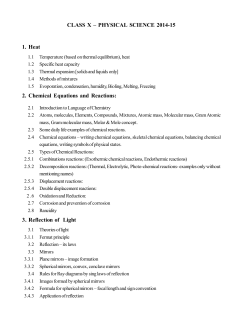 CLASS X &ndash; PHYSICAL SCIENCE 2014