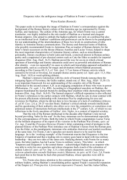 Eloquence rules: the ambiguous image of Hadrian in Fronto`s