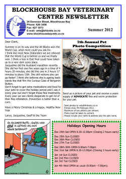 BLOCKHOUSE BAY VETERINARY CENTRE NEWSLETTER