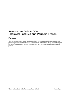 Matter and the Periodic Table: Chemical Families and Periodic Trends