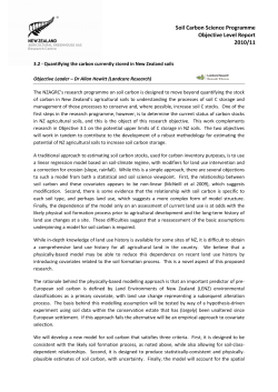 Soil Carbon Science Programme Objective Level Report 2010/11