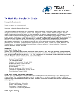 Master Syllabi for Grade 3 Courses