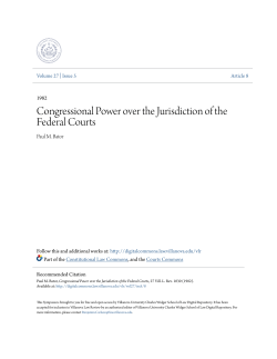 Congressional Power over the Jurisdiction of the
