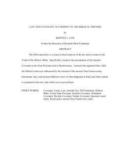 LAW AND COVENANT ACCORDING TO THE BIBLICAL WRITERS