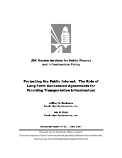 The Role of Long-Term Concession Agreements for