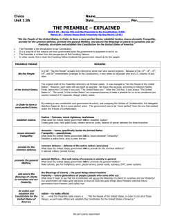 Preamble - the jerry perez experiment