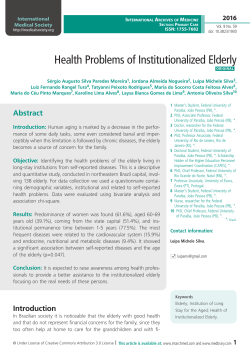 Health Problems of Institutionalized Elderly