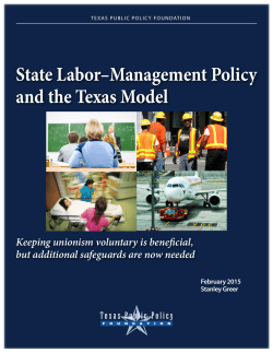 State Labor&ndash;Management Policy and the Texas Model