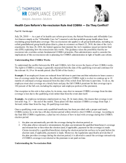 Health Care Reform`s No-rescission Rule And COBRA