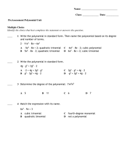 PreAssessment Polynomial Unit