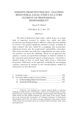 Insights from Psychology: Teaching Behavioral Legal Ethics as a