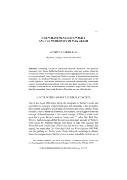 disenchantment, rationality and the modernity of max weber