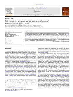 US consumers attitudes toward farm animal cloning