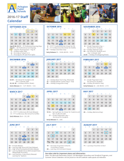 2016-17 Staff Calendar - Arlington Public Schools