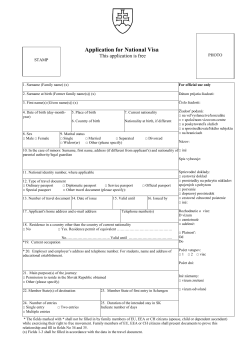 Application for National Visa