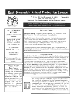 2OI5 UPCOMING E\rENTS - East Greenwich Animal Protection