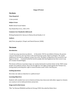 Songs of Protest The Basics Time Required 2 class periods Subject