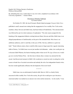 English 240: Writing Narrative Nonfiction Professor