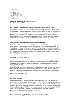 Australian Alliance to Save Energy (A2SE) Newsletter &ndash; March 2016