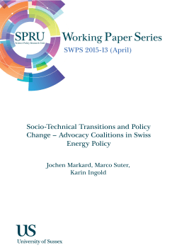 Socio-Technical Transitions and Policy Change &ndash; Advocacy