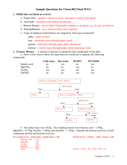 Sample Final Questions Key/WS11