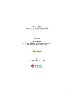 2013 - 2016 COLLECTIVE AGREEMENT ROTHSAY LOCAL 39