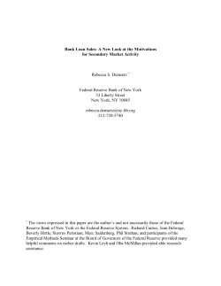 Bank Loan Sales: A New Look at the Motivations for Secondary