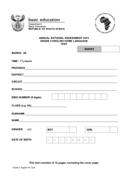 ANNUAL NATIONAL ASSESSMENT 2015 GRADE 5 ENGLISH