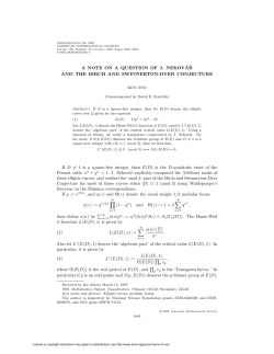A NOTE ON A QUESTION OF J. NEKOV&acute;AˇR AND THE BIRCH AND