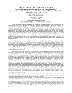 THE ONTOLOGY OF COMPLEX SYSTEMS: Levels of Organization