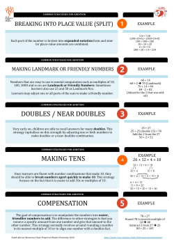 Addition and Subtraction strategies handout