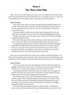Story 1 The Three Little Pigs