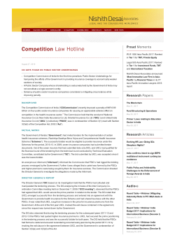 Competition Law Hotline - Nishith Desai Associates